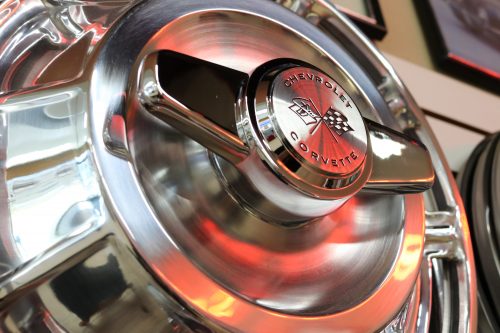 Closeup Corvette hubcap